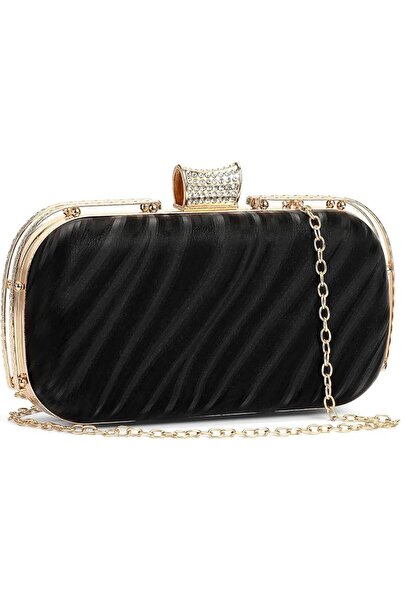 Generic Clutch Purse for Women Evening Bag, Black PU Leather, Crystal Rhinest...