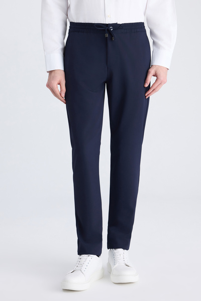 D'S Damat Ds Damat Relaxed Fit (Pile-Free) Navy Blue Dobby Jogger Pants
