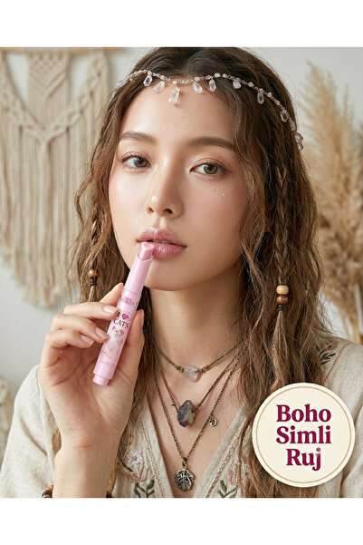 Kozmetik Boho Style Glitter Lipstick - Natural and Shiny Looking Heart Lipsti...