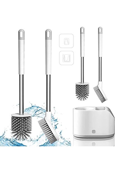 GENERAL Atromans Silicone Toilet Brushes with Holders, Toilet Bowl Cleaner Se...