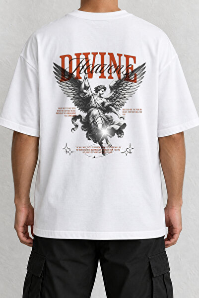 CrowsGate Divine Wings Back Print Oversize White T-Shirt
