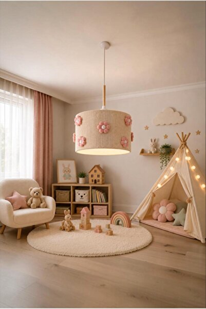 Elizim Home Lighting Lavinya Krem-Pembe Papatya Çocuk Odası - Bebek Odası Avi...