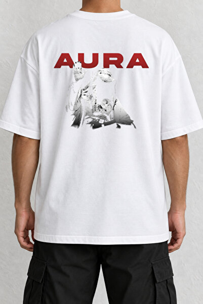 CrowsGate Aura Sculpture Back Printed Oversize White T-Shirt