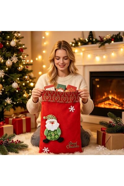 Kmt Style Accesoriu decorativ produs de Crăciun, sac cadou ornamental 23×32 c...