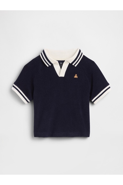 GAP Erkek Bebek Lacivert Havlu Terry Polo T-Shirt
