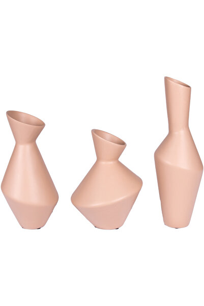 Herdekora Vază decorativă din ceramică Likya Set de 3 maro deschis