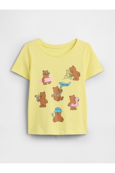 GAP Kız Bebek Sarı Grafik Baskılı T-Shirt
