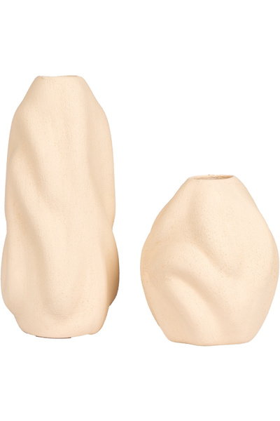 Herdekora Set de 2 vaze decorative din ceramică Shine, crem
