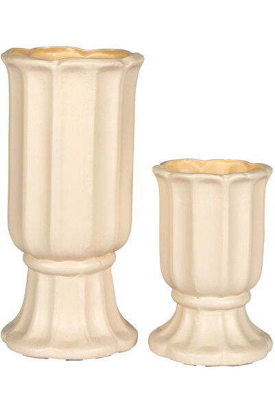 Herdekora Vază decorativă din ceramică Roma Set de 2 Crem