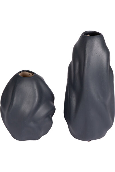 Herdekora Set de 2 vaze decorative din ceramică Shine, antracit
