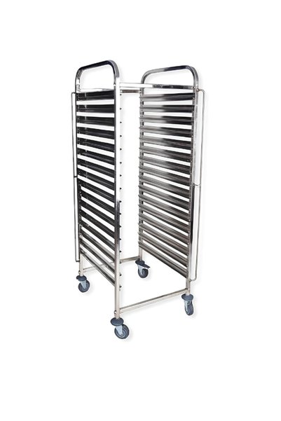Trolley HAMMEX 18 Tray Rack with Casters | Commercial Food Tray Trolley, Serving Trolley, Storage Rack & Restaurant Tray Cart