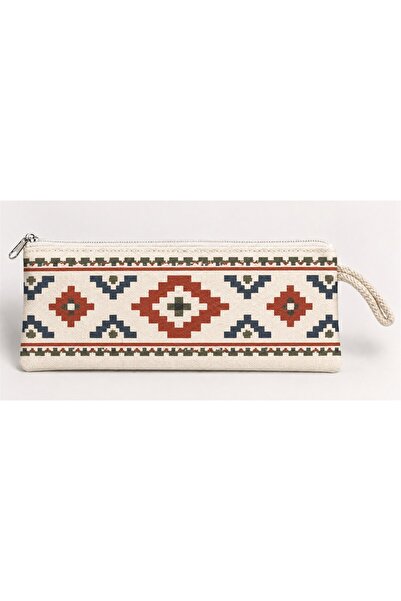 Mor Mürekkep Anatolska kilim motivačna torbica sa zatvaračem, torba za šminku