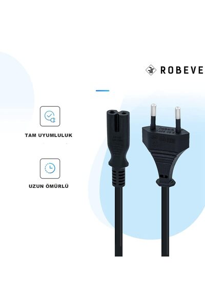 NO BRAND PS3 / PS4 / PS5 / XBox Series S-X Uyumlu Güç Kablosu 1.5 Metre 2Pin Güç Kablosu Projeksiyon - Monitö