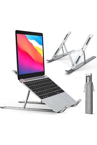 KHİ-ZAİ Notebook Standı 2in1 Katlanabilir Taşınabilir Folding Alüminyum Dizüstü Bilgisayar Standı Açısı Ayar