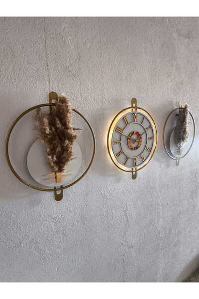 Pey Aksesuar 3 lü Gold Saat Çiçeklik set 40 x 50 çiçek pampas hediyedir