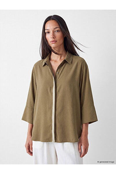LC Waikiki Vizyon New Season Khaki Oversize Women's Shirt