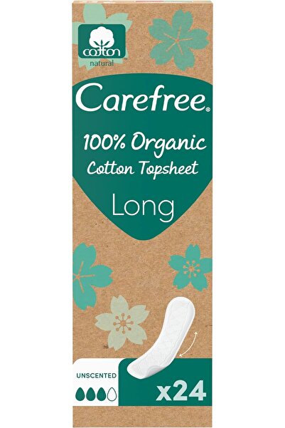Carefree فوط صحية نسائية 100% قطن عضوي، بدون عطور، طويلة، قابلة للتنفس بنسبة ...