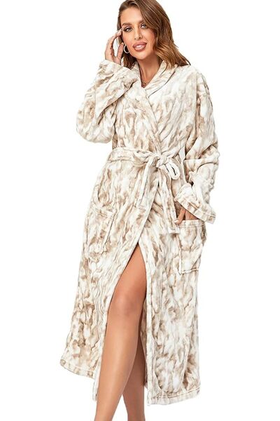 rongtai Womens Bathrobe Ladies Fleece Plush Warm Long Robes