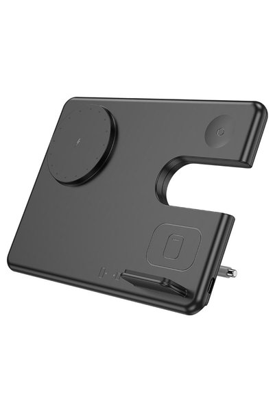 Hoco Stație de încărcare wireless iWatch Series 5V 3A, Suport de birou magnetic 3 în 1, Negru