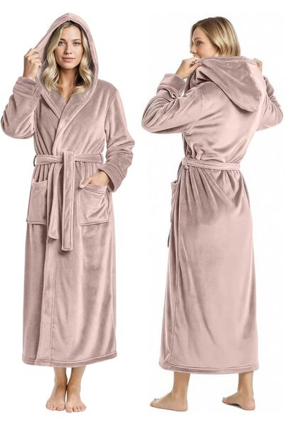 NY Threads Premium Womens Robe with Hood, Plush Fleece Long Bath Robe for Wom...