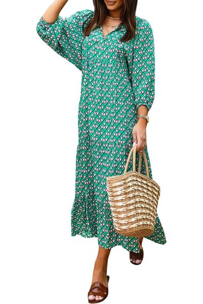 GENERAL miduo Womens Loose Fit Casual Summer V Neck Half Sleeve Bohemian Geom...