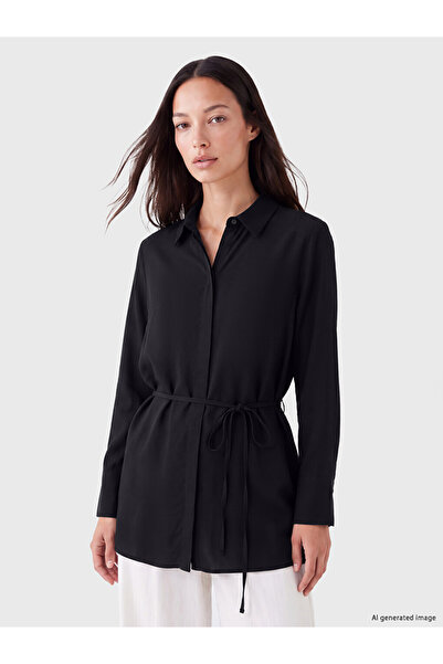 LC Waikiki Vizyon New Season Black Belted Women's Shirt Tunic