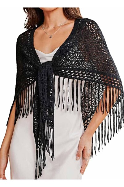 TERRIFI Womens, Girls Apparel Wool Shawl Wrap, Fashion Lace Hollow Boho Cardigan