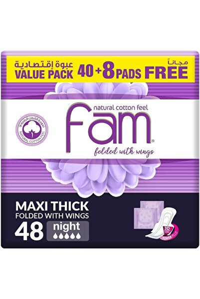 Fam Protect Fam Sanitary Pads Maxi Folded with Wings Night 48 pads
