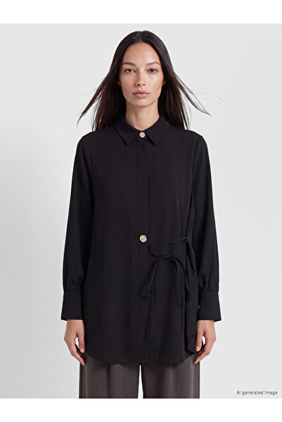 LC Waikiki Vizyon New Season Black Dobby Women's Shirt Tunic