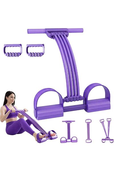 KOWVOWZ حزام مقاومة لليوجا بـ 8 أنابيب مع دواسة قدم، حزام مرن قابل للفصل 3 في...