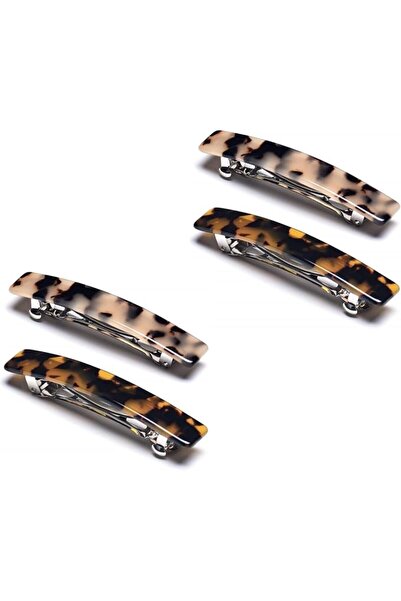 ASKIND 4PCS French Design Hair Barrette Tortoise Shell Celluloid Rectangle Ha...