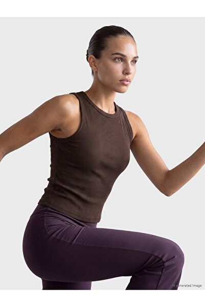 LC Waikiki Vizyon New Season Brown Crew Neck Women's Athlete Tank Top