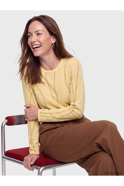 LC Waikiki Lcw Grace Yellow Crew Neck Patterned Women's Knitwear Sweater