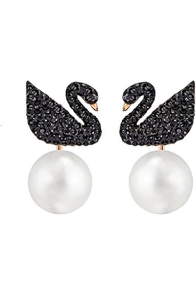 J.Rosée Fashion Jewelry Swarovski Elements Crystal Rose Gold Plated Black Swa...