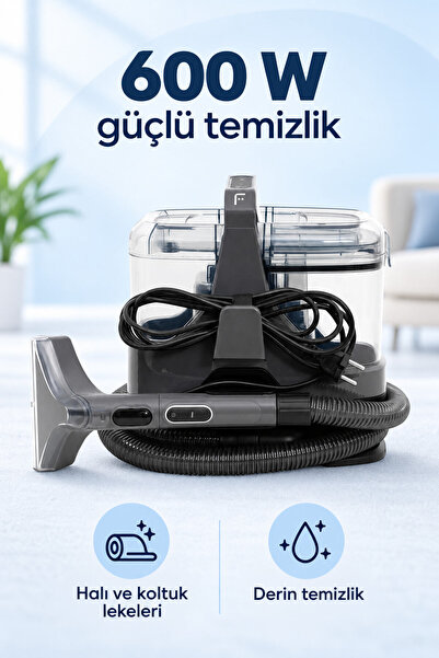 Fakir Halı ve Koltuk Leke Temizleyici 600 W Vakumlu Taşınabilir Yıkama Makine...