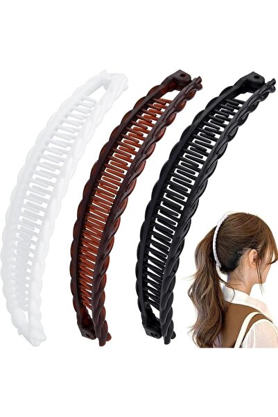 ALMEKAQUZ 3Pcs Banana Hair Clips, Hair Clips for Women, Clincher Combs, Banan...