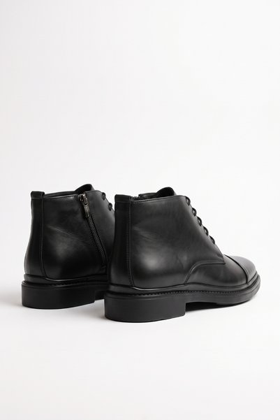 LUSIVE Genuine Leather Black Zippered Men's Winter Boots Luass30Al0084
