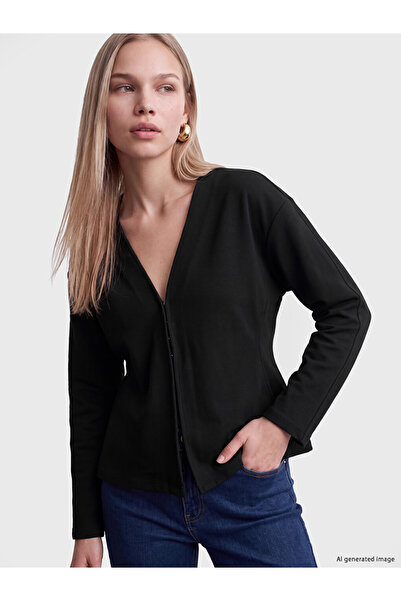 LC Waikiki Lcw Vision Black V-Neck Women's Cardigan