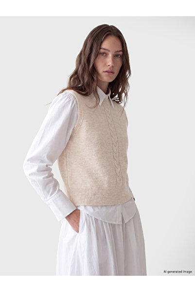 LC Waikiki Vizyon New Season Ecru Crew Neck Women's Knitwear Sweater