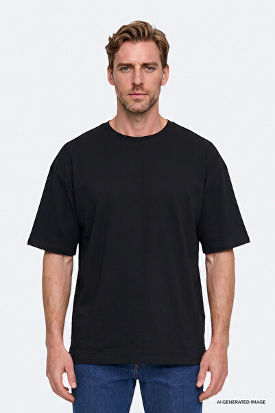 AC&Co / Altınyıldız Classics Erkek Siyah %100 Pamuk Oversize Fit Rahat Kesim ...
