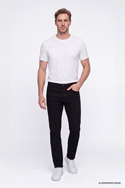 AC&Co / Altınyıldız Classics Men's Black Cotton Comfort Fit Relaxed Cut 5-Poc...