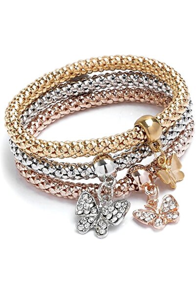 Hannea ® 3 Pack Bracelets for Women Girls Chain Alloy Elastic Bracelet Chain ...