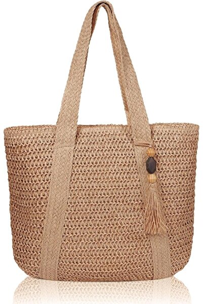 AZONEE Straw Beach Bag for women, Large Straw Tote Bag with Tassels, Woven Su...