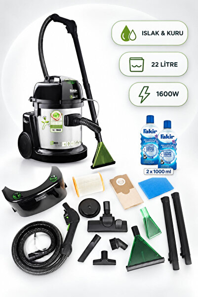 Fakir 1600W Islak Kuru Halı ve Koltuk Yıkama Makinesi 22 L Kirli 4.3 L Temiz ...