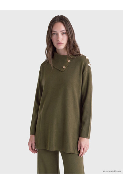 LC Waikiki Peak New Season Khaki Turtleneck Women's Knitwear Sweater