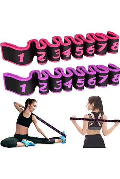 TERRIFI قطعتان من أحزمة التمدد مع 8 حلقات، حزام يوجا مرن للتمدد، والعلاج الطب...