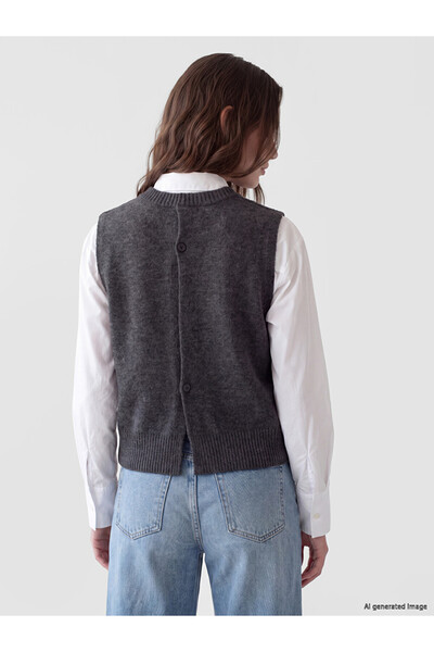 LC Waikiki Anthracite Crew Neck Women's Knitwear Sweater