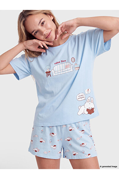 LC Waikiki Alita city printed women's pajama set with shorts - the alita city...