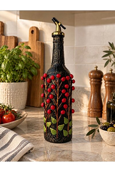 Rembox El Yapımı Özel Tasarım 750 ml Kokina Desenli Dekoratif Zeytinyağı Yağd...