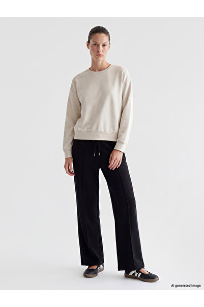 LC Waikiki Vizyon New Season Black Soft Touch Women's Sweatpants